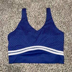 Women’s Wilo Navy / Colt Blue Polka Dot Sports Bra with White Trim